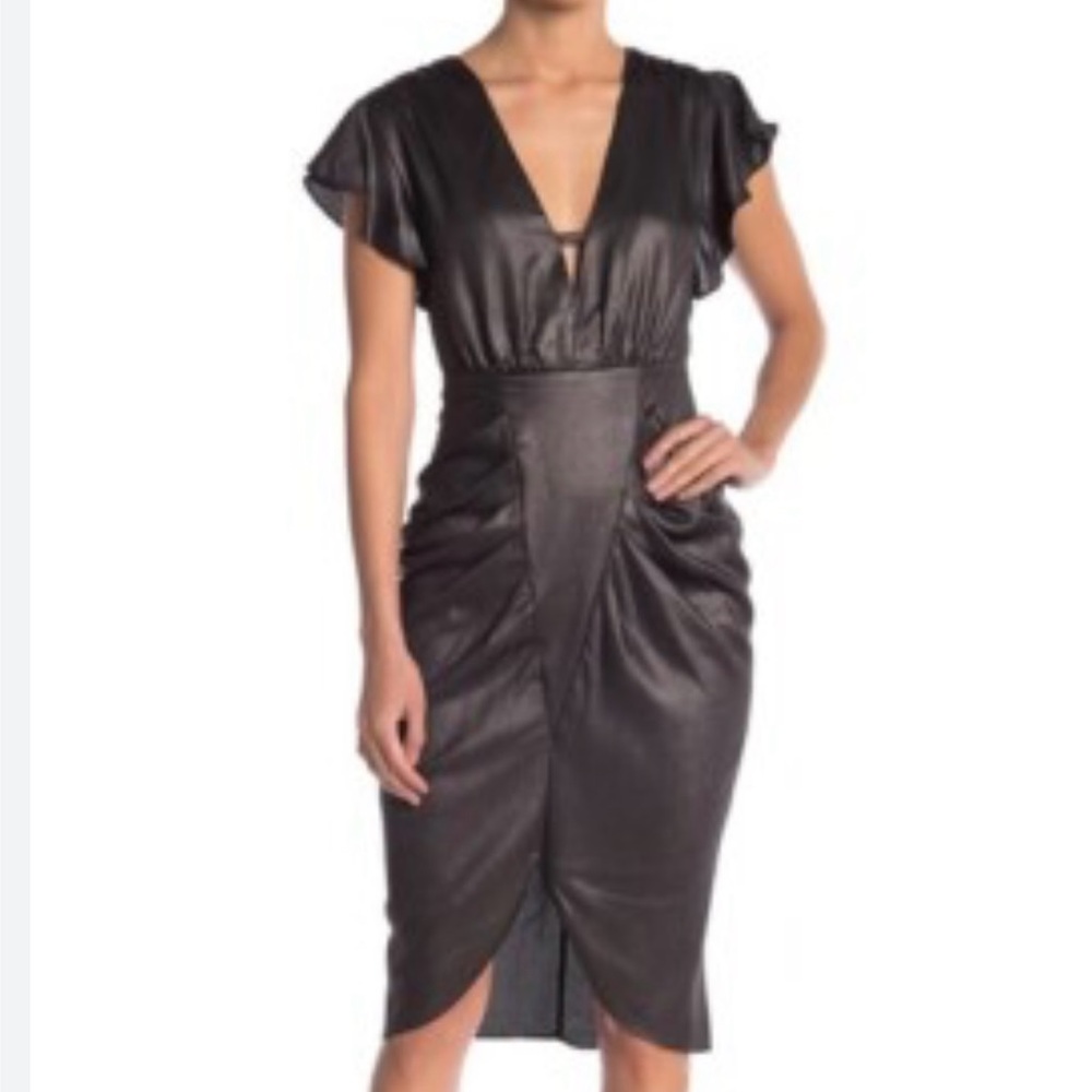 BCBGMaxAzria Shimmering Gunmetal and Black Dress